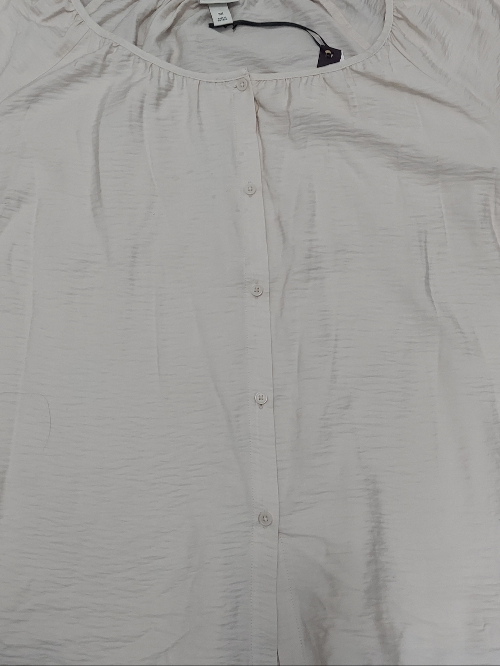 Ava & Viv Short Sleeve Button Down Top Bundle(2qty) Cream And Burgundy 3X NWOT - Picture 4 of 9